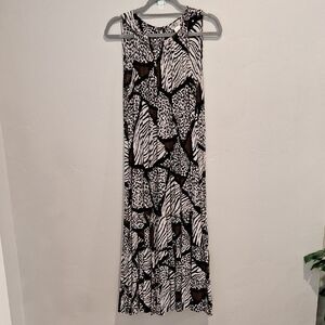 JBS WOMEN Elegant Black and Animal Print Patterned Maxi Dress Size 1xs